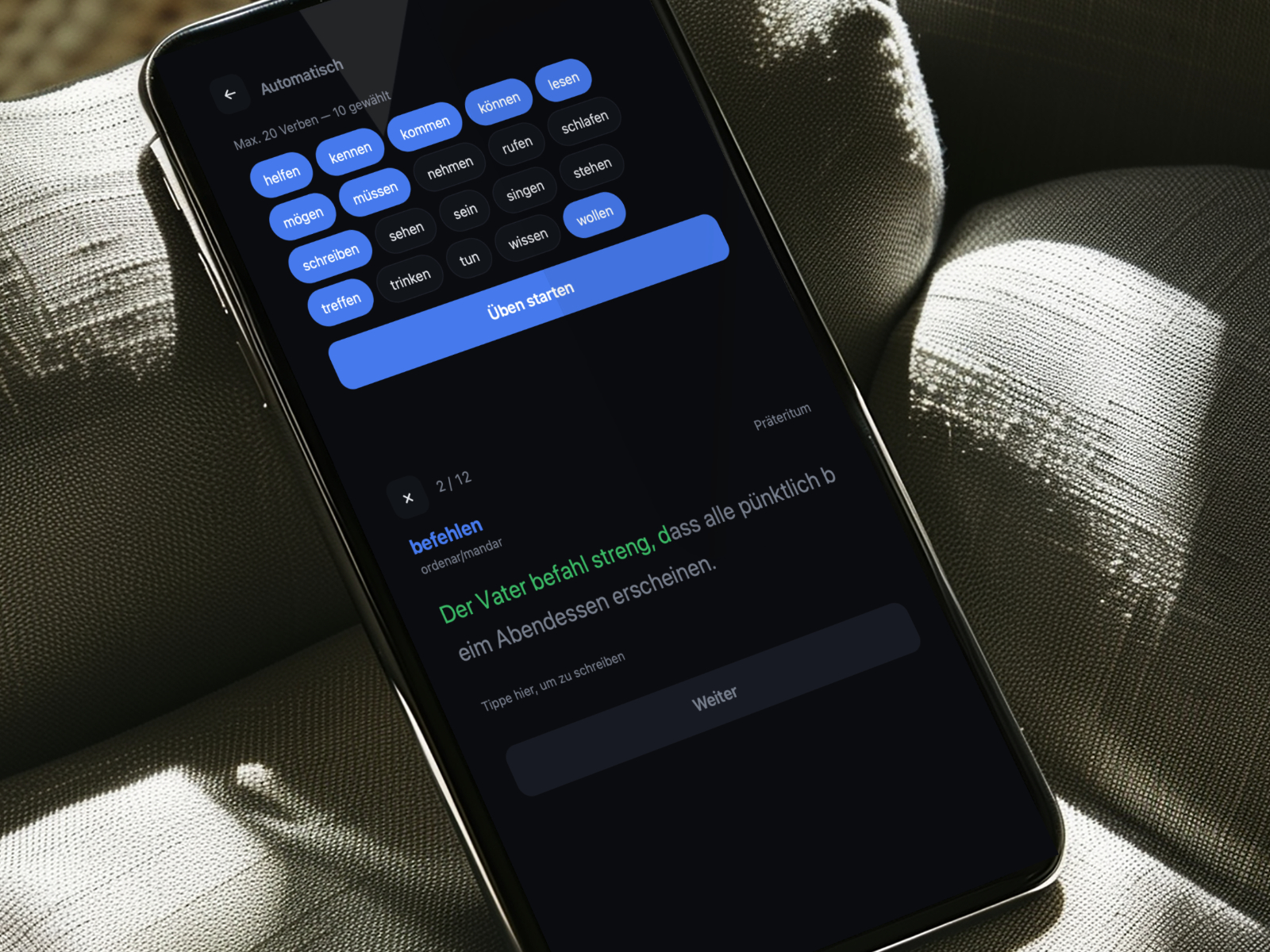 A mobile device showing the custom study app, built for a need no commercial app covered.
