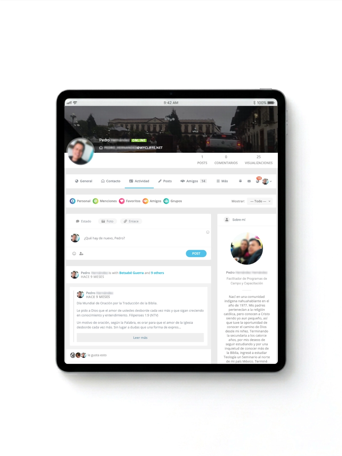 A user profile on the platform: conversations happening between members, as intended.