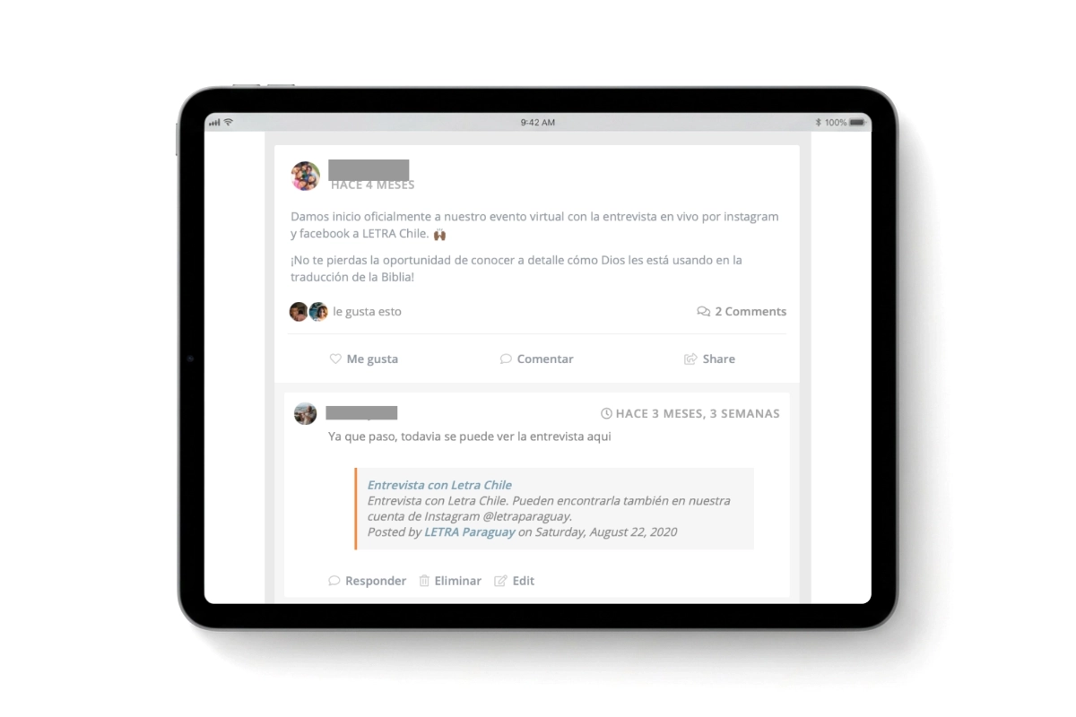 Zone leaders using the platform to announce online and in-person events.